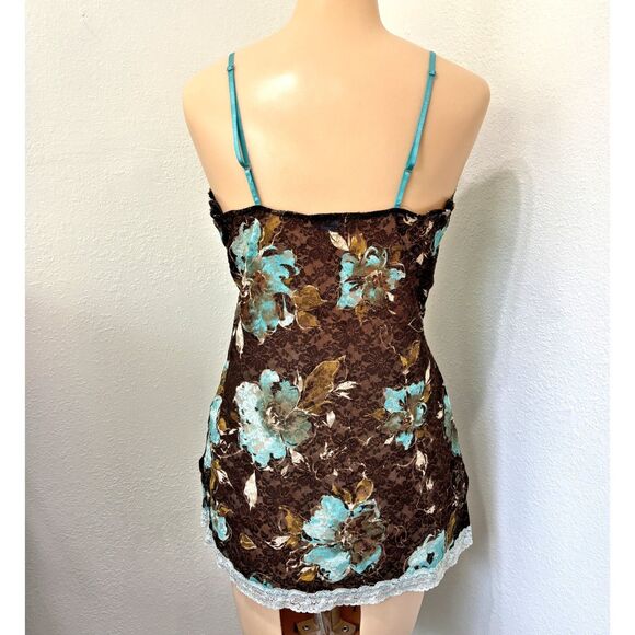 Y2K Womens Babydoll Top Sz Small Coquette Dark Floral Whimsigoth Lace Vintage - Picture 2 of 5